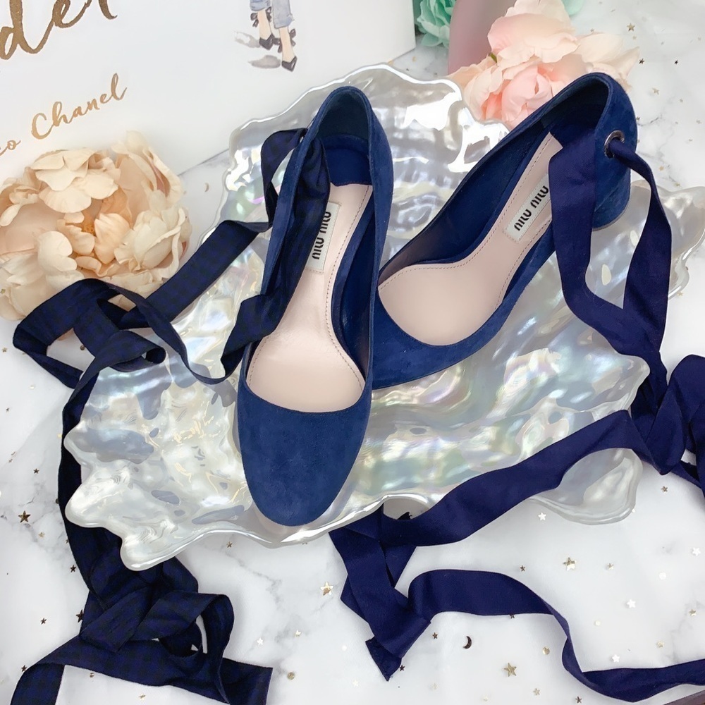 Miu Miu Suede Pump Block Heel Size 36 Bridal